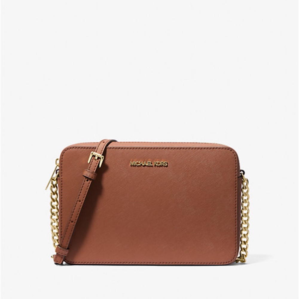 MICHAEL Michael Kors Jet Set Leather Crossbody Bag in Color Luggage